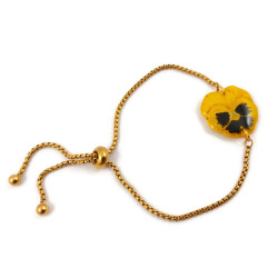 Bracelet ajustable en forme de pensée jaune