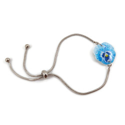 Adjustable pastel blue pansy flower bracelet