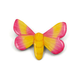 Yellow and pink Rosy Maple moth brooch