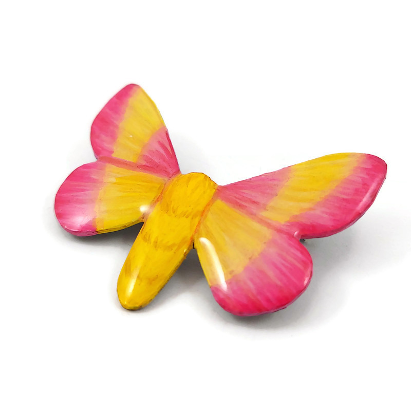 Papillon en métal recyclé - jaune