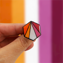 Lesbian flag hexagon ring