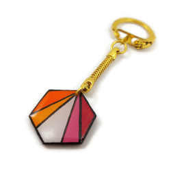 Lesbian flag hexagonal keychain
