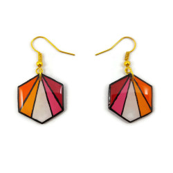 Lesbian flag hexagons dangle earrings
