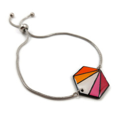 Lesbian flag hexagonal adjustable bracelet