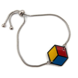Hexagonal bracelet with pansexuality colors (blue, pink, and yellow)