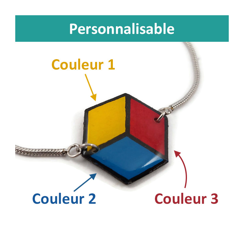 Bracelet réglable hexagonal personnalisable (3 couleurs au choix)
