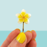 Barrette fleur de frangipanier blanche et jaune