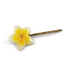 Barrette fleur de frangipanier blanche et jaune