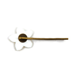 White and yellow Frangipani flower hair pin