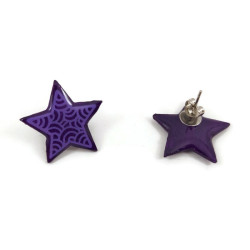 Dark purple stars ear chips with lilac doodles
