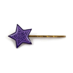 Purple star hair pin with lilac doodles