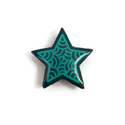 Dark green star magnet with emerald doodles