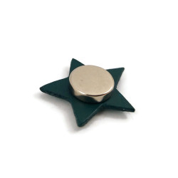 Dark green star magnet with emerald doodles