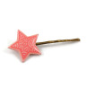 Pastel pink star hair pin with candy pink doodles