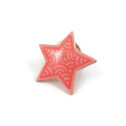 Pastel pink star pin badge with candy pink doodles