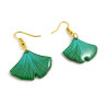 Green ginkgo leaves dangle earrings