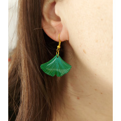 Boucles d'oreilles feuilles de ginkgo vertes