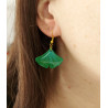 Boucles d'oreilles feuilles de ginkgo vertes