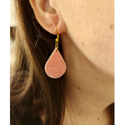 Pastel pink teardrops dangle earrings with candy pink doodles