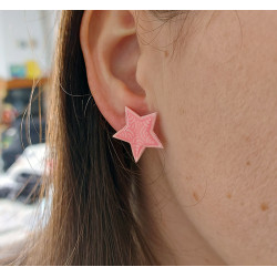 Pastel pink stars ear chips with candy pink doodles
