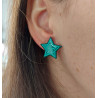 Dark green stars ear chips with emerald doodles