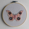 Pink butterfly embroidery with round mirrors