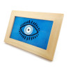 Blue Nazar Boncuk eye embroidery with round mirror in a frame