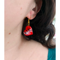 musical red hearts dangle earrings