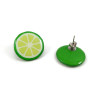Green lemon slices ear studs