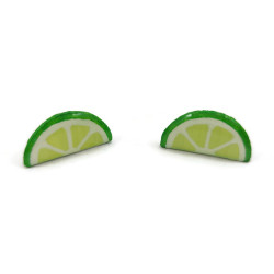 Puces d'oreilles demies-rondelles de citron vert