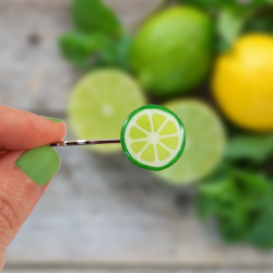 Green lemon slice hair pin