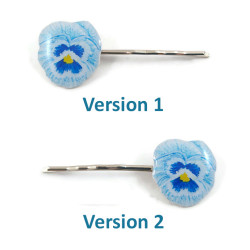 Pastel blue pansy hair pin