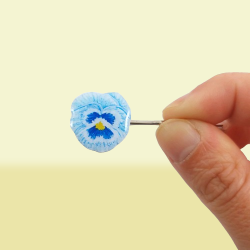 Pastel blue pansy hair pin