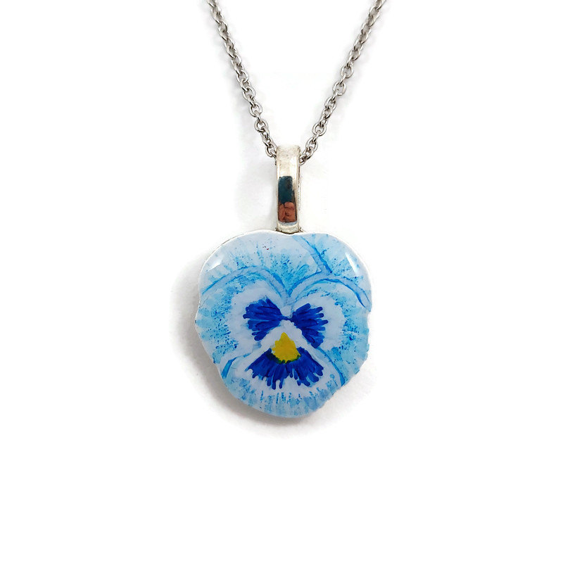 Collier pensée bleue pastel