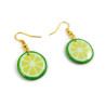Green lemon slices dangle earrings