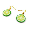 Green lemon slices dangle earrings