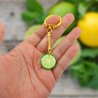 Green lemon slice bag charm