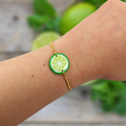 Bracelet réglable rondelle de citron vert