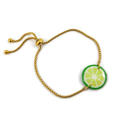 Green lemon slice adjustable bracelet