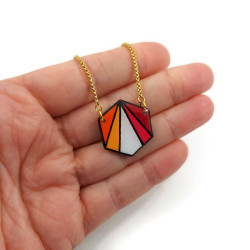 Lesbian flag hexagonal necklace