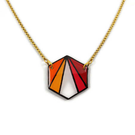 Collier hexagone aux couleurs du drapeau lesbien