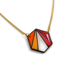 Collier hexagone aux couleurs du drapeau lesbien