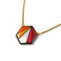 Lesbian flag hexagonal necklace