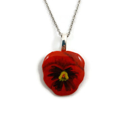 Red pansy necklace