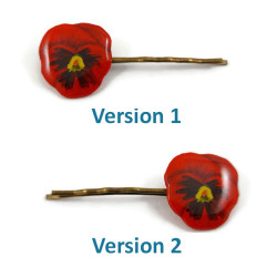 Red pansy hair pins