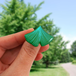 Bague feuille de ginkgo verte