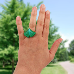 Bague feuille de ginkgo verte