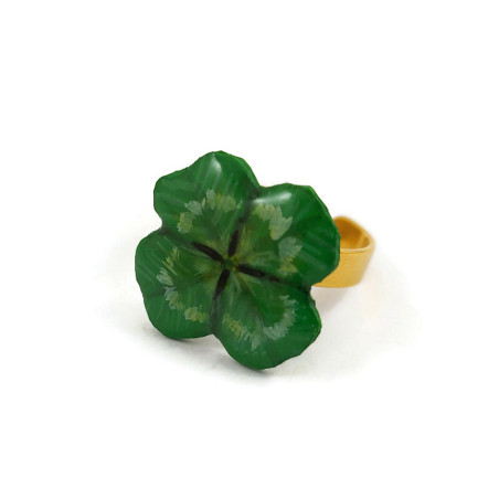 Four leaf clover adjustable ring
