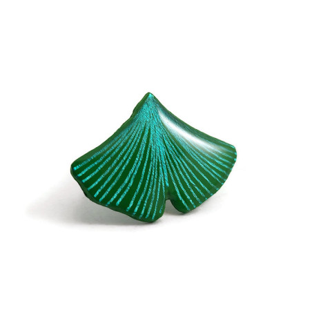 Green ginkgo leaf Pin Badge