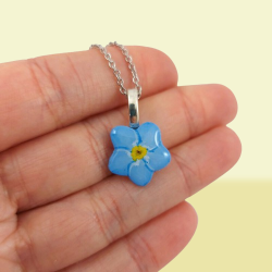 Blue forget-me-not necklace